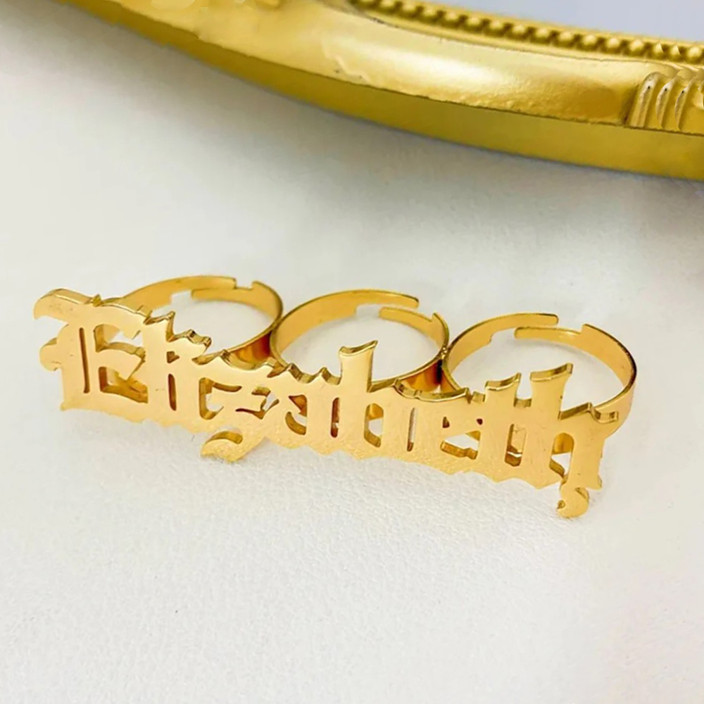 Statement Cocktail Ring - اسم مخصص خاتم المرأة المفصل كبير