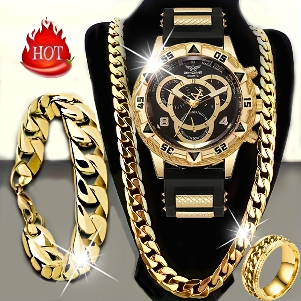 Jewelry Type Watches - طقم فاخر للرجال مكون من 4