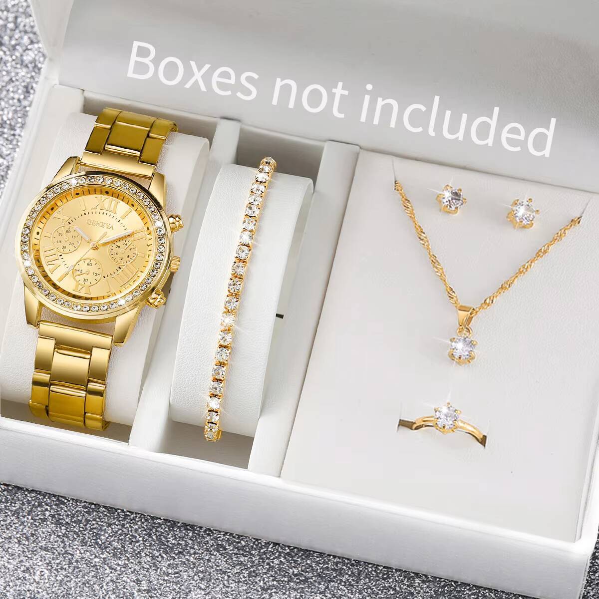 Jewelry Watches For Women - 6 قطع/مجموعة ساعات نسائية أنيقة مرصعة
