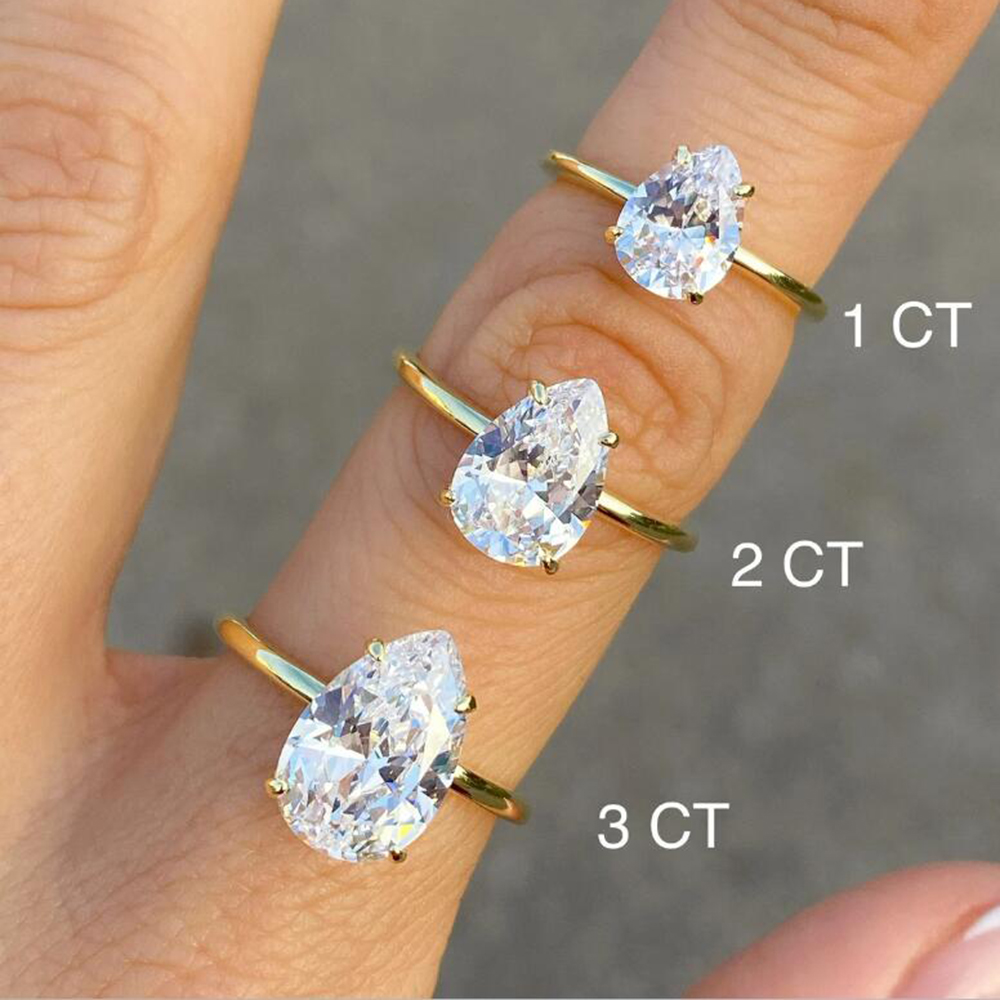 Statement Cocktail Ring - على شكل كمثرى 925 فضة 1ct