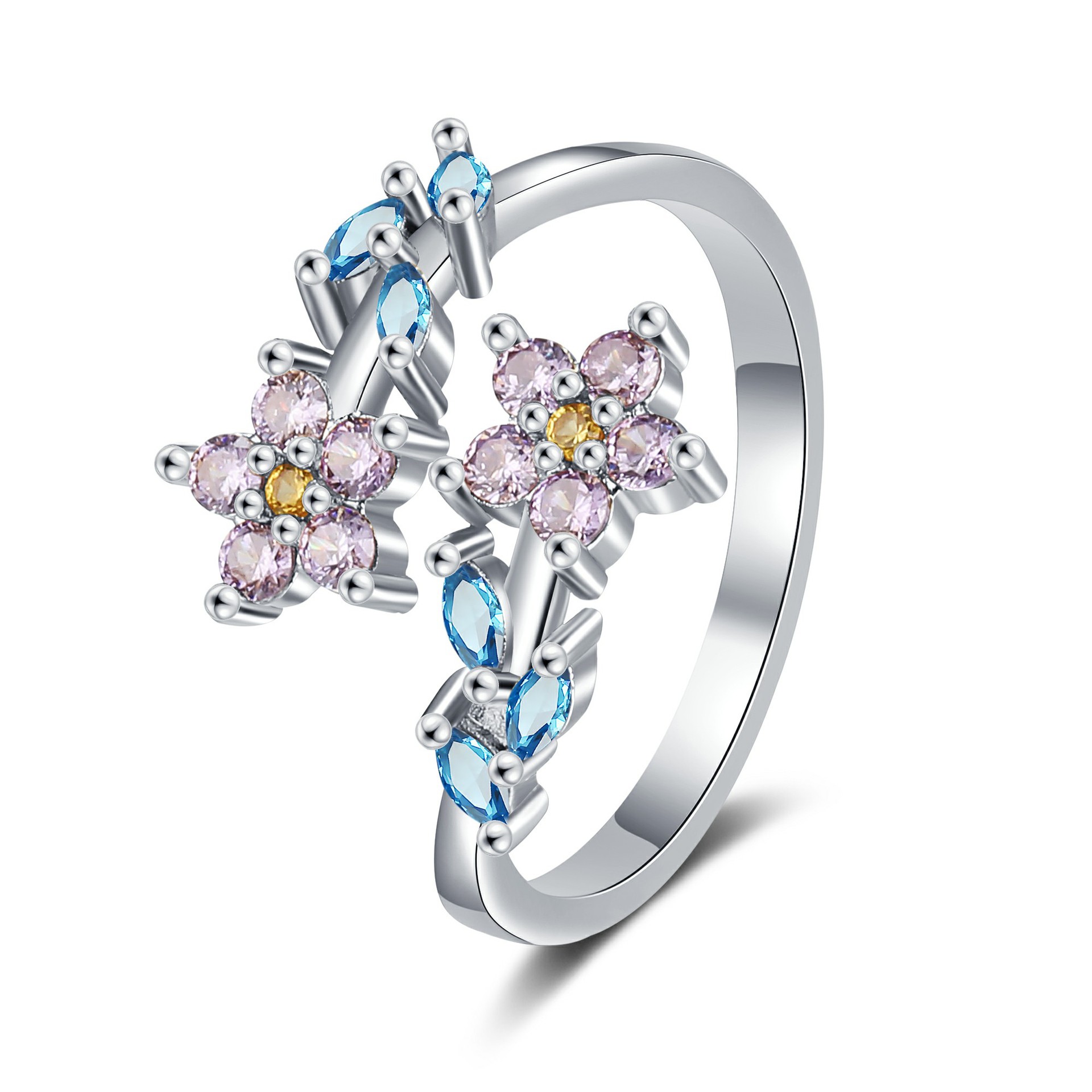 Statement Cocktail Ring - خواتم زهرة وأوراق شجر من الفضة