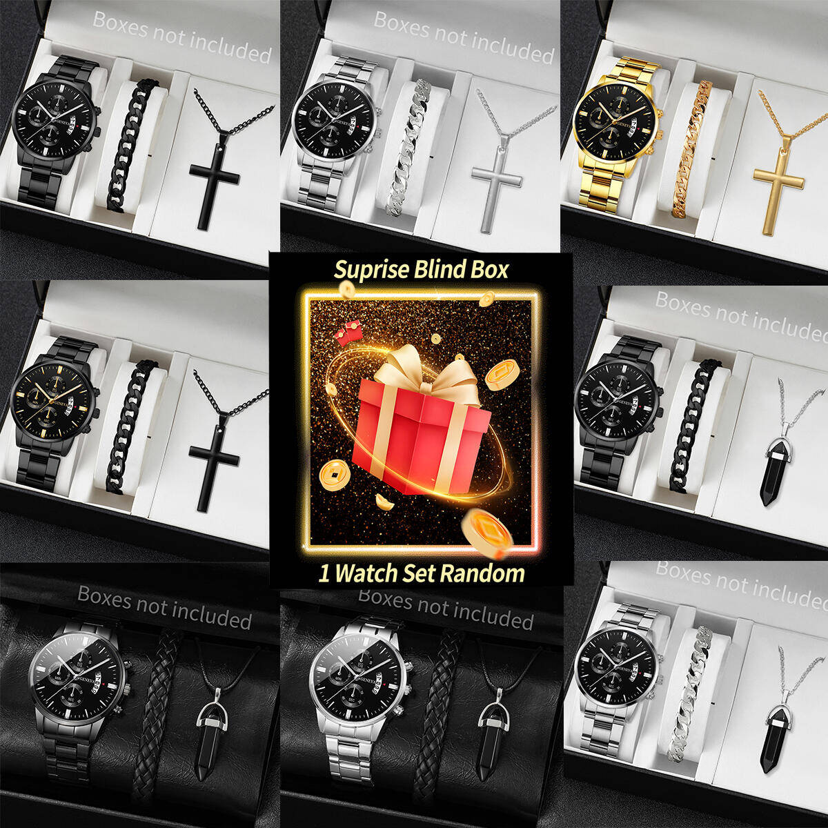Jewellery Watch - مفاجأة سر ساعة صندوق أعمى-3 قطعة/المجموعة