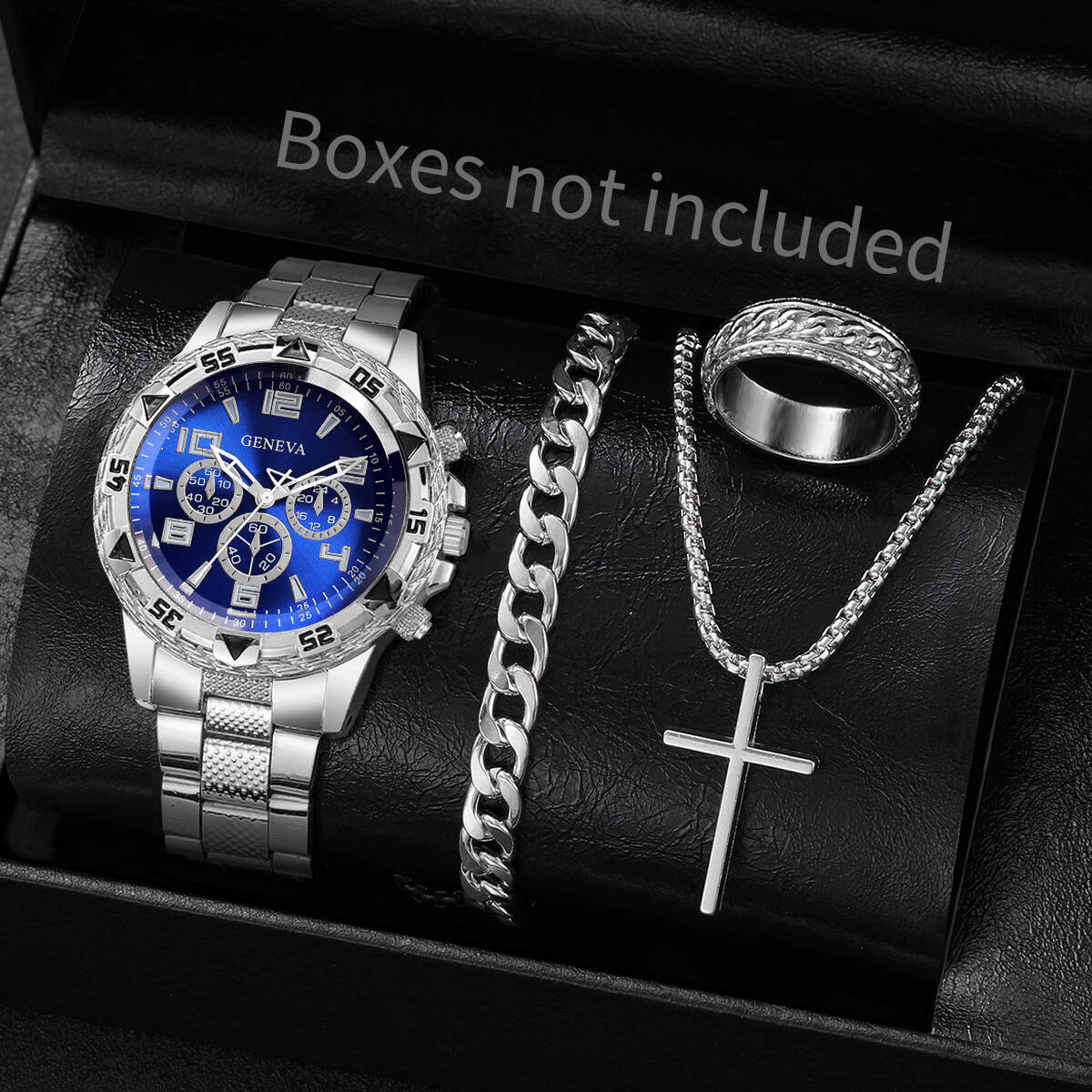 Jewelry Type Watches - 4 قطع/مجموعة ساعات رجالية أنيقة للأعمال،