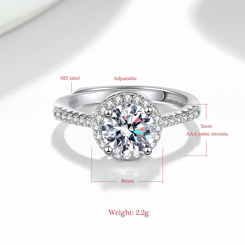 جديد 925 فضة جولة AAA زركون قا - مراجعة Statement Cocktail Ring وسعره