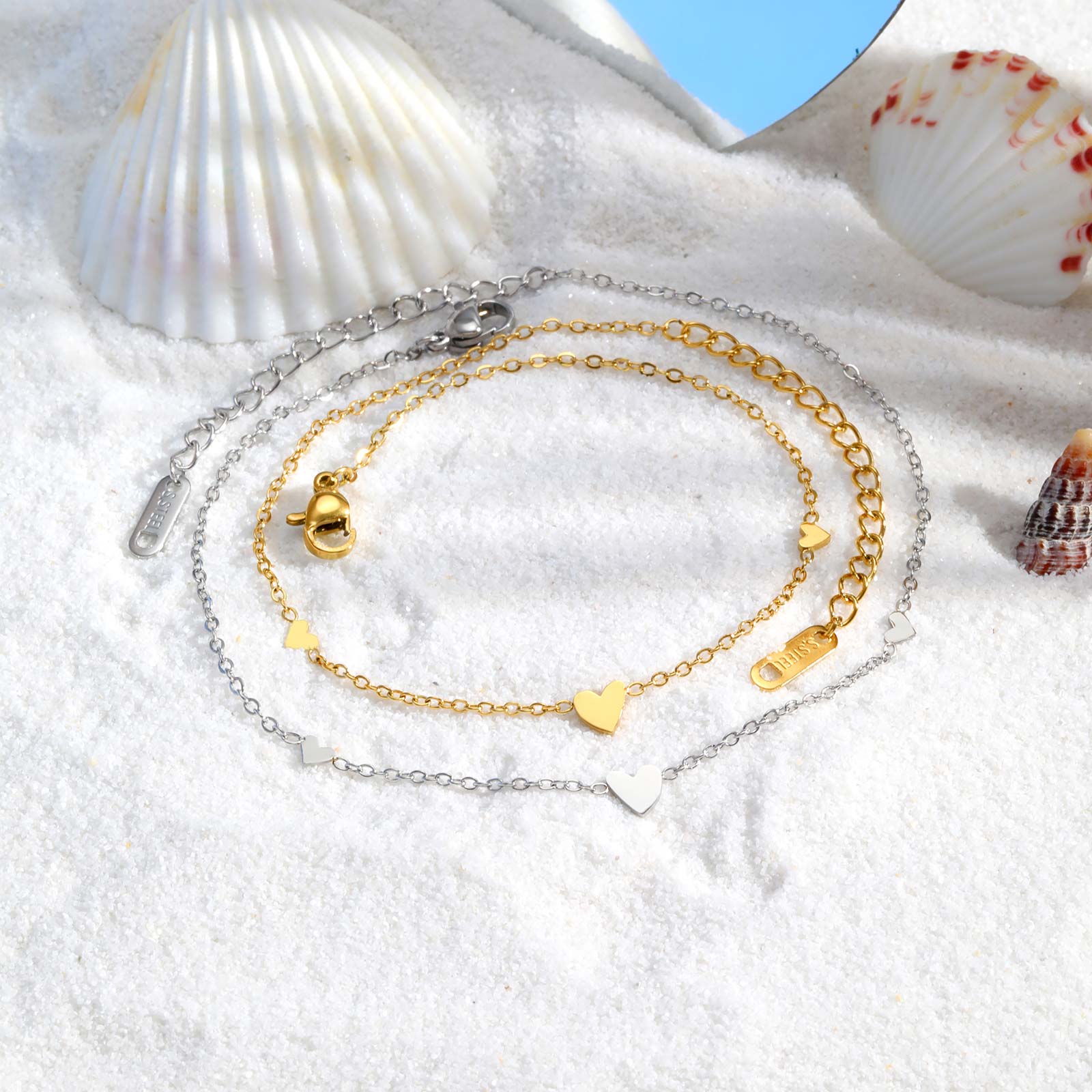 خلخال على شكل قلب من الفولاذ ا - مراجعة Jc Jewelry & Watches وسعره