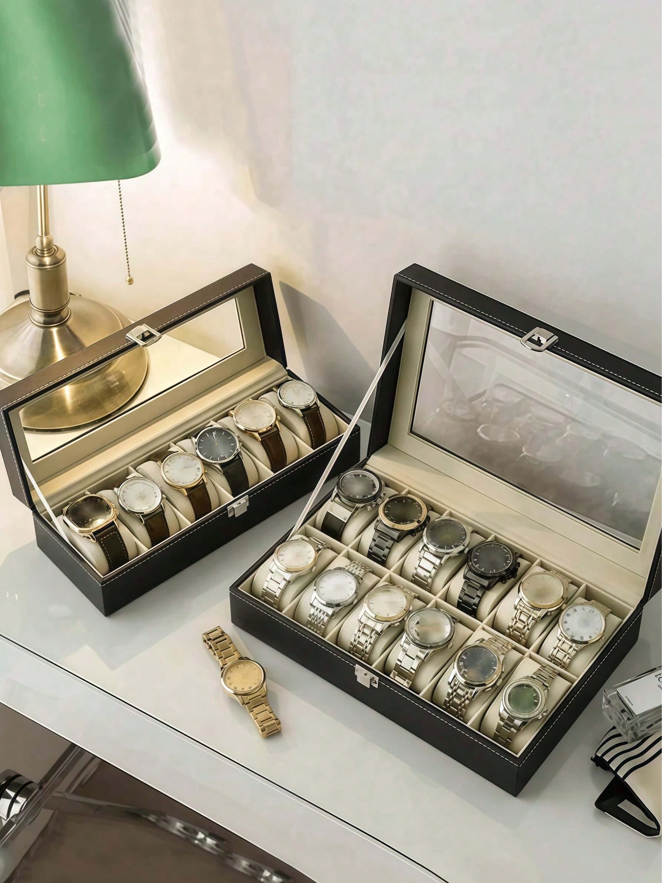 صندوق ساعات جلدي مع قفل، علبة  - مراجعة Jewelry Watches For Women وسعره