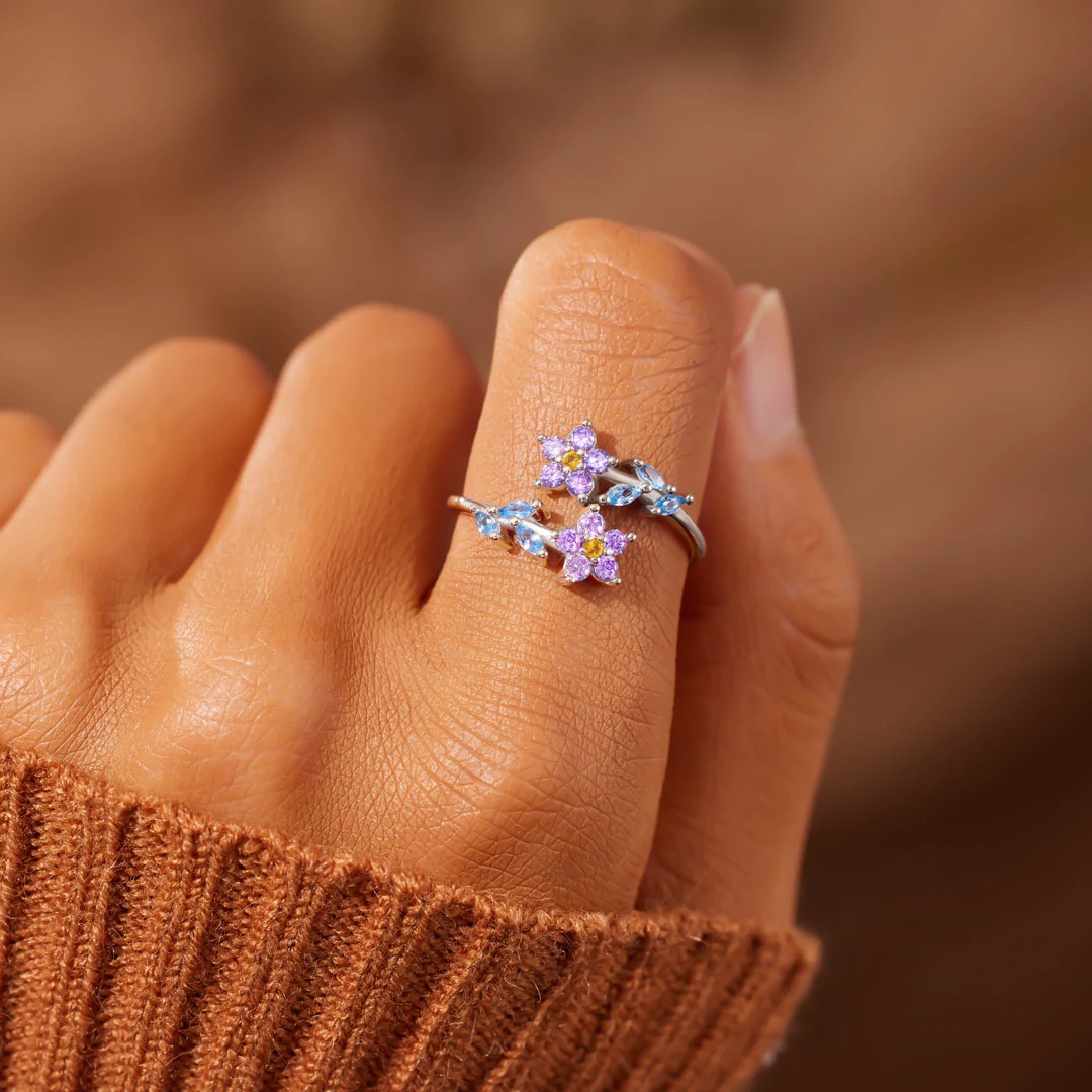 خواتم زهرة وأوراق شجر من الفضة - مراجعة Statement Cocktail Ring وسعره